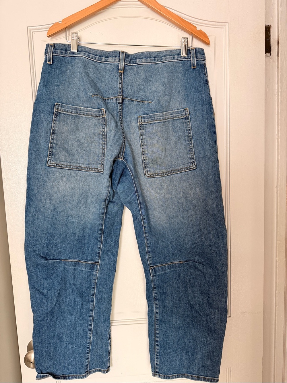 Nili Lotan Shon Relaxed Blue Denim Patch-Back Jeans